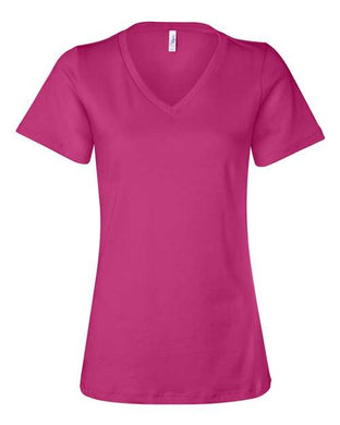 Berry BELLA + CANVAS - Women’s Relaxed Jersey V-Neck Tee